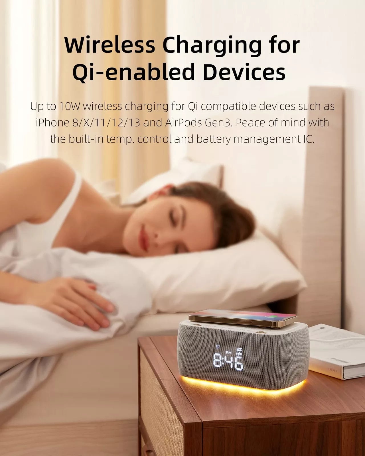 3 in 1 Alarm Clock Bluetooth Speaker Charging Station