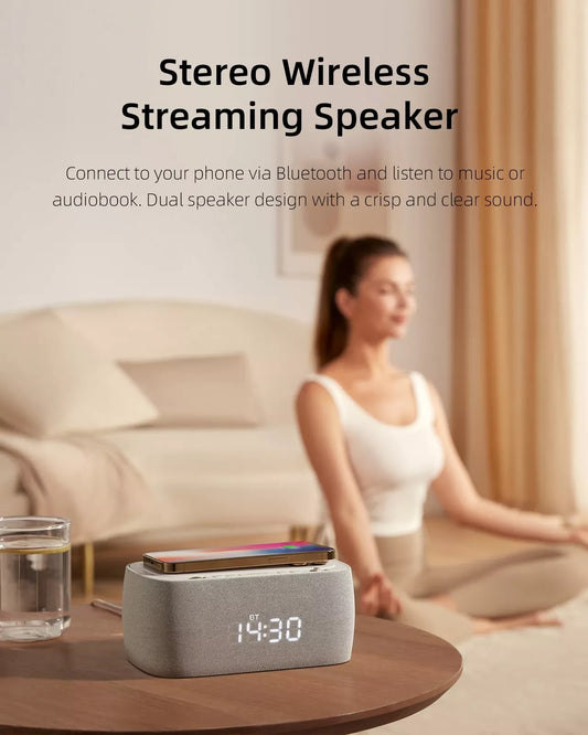 3 in 1 Alarm Clock Bluetooth Speaker Charging Station