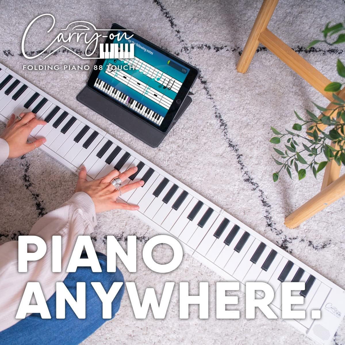 Take it anywhere with this 88-key portable folding digital piano, powered by a USB MIDI controller and comes with a rechargeable battery