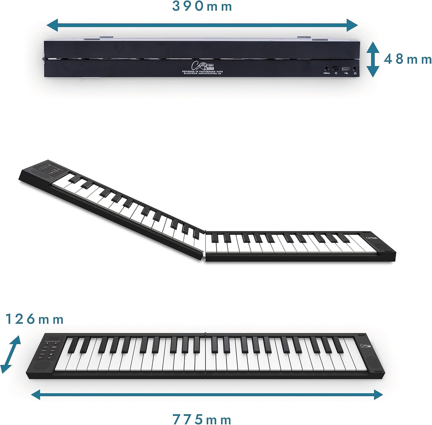 Take it anywhere with this 88-key portable folding digital piano, powered by a USB MIDI controller and comes with a rechargeable battery